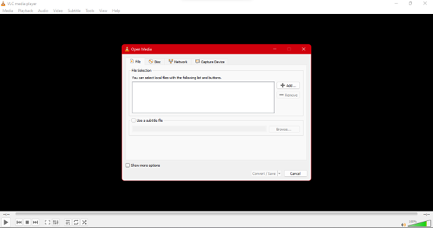 Menu Convertir/Enregistrer de VLC pour réparer un MP4