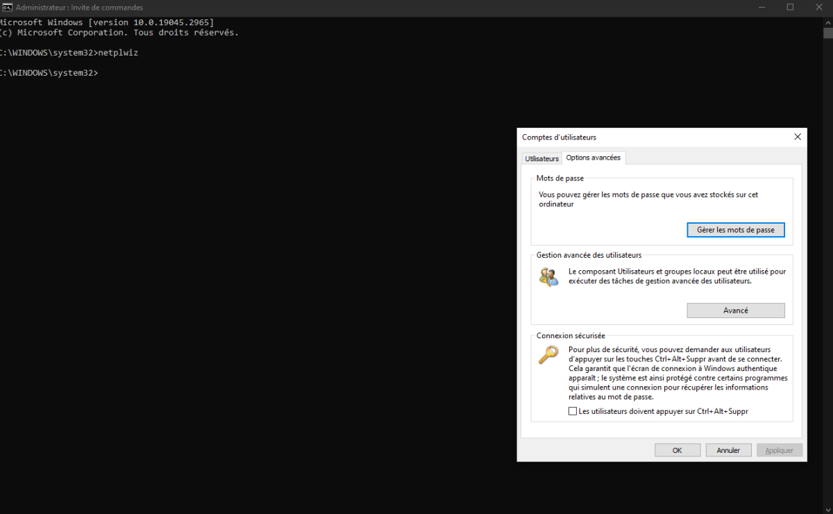 Tutoriel pour désactiver la saisie de l'identifiant et mot de passe au démarrage de Windows 10