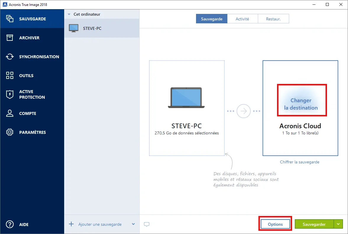 Sauvegarde image de Windows 10 avec Acronis True Image