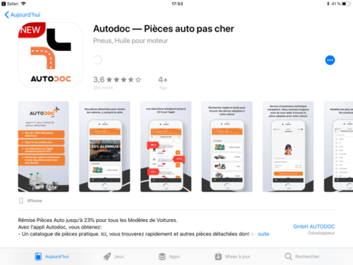 Application pour acheter des pièces détachées automobiles sous iOS et Android