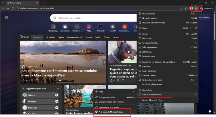 Identifier sa version de Microsoft Edge sur PC