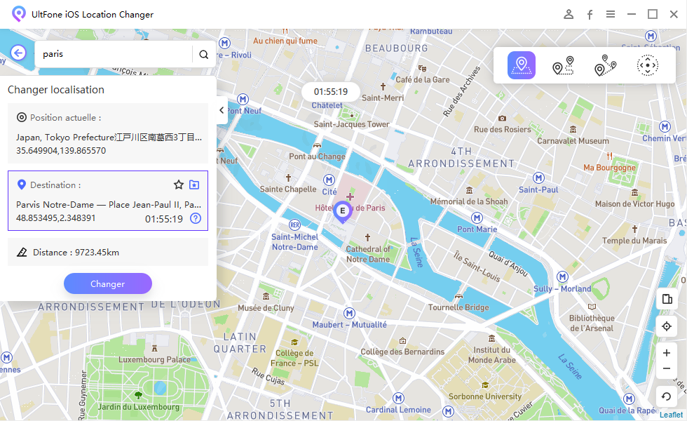 Recherchez l'emplacement que vous souhaitez utiliser comme votre nouvelle localisation Tinder