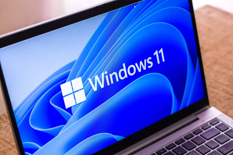 Écran d'ordinateur affichant le bureau de Windows 11