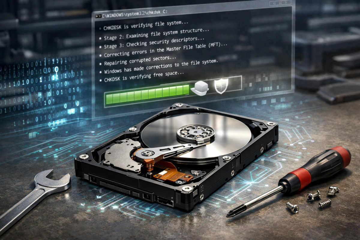 Tutoriel en images pas à pas pour corriger les erreurs de son disque dur sous Windows (Windows 11, 10) avec l'outil checkdisk (chkdsk).