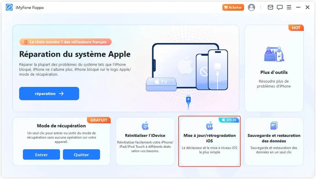 Mise à jour / rétrogradation iOS