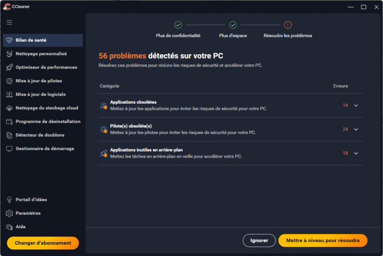 Fonctionnalités avancées de CCleaner