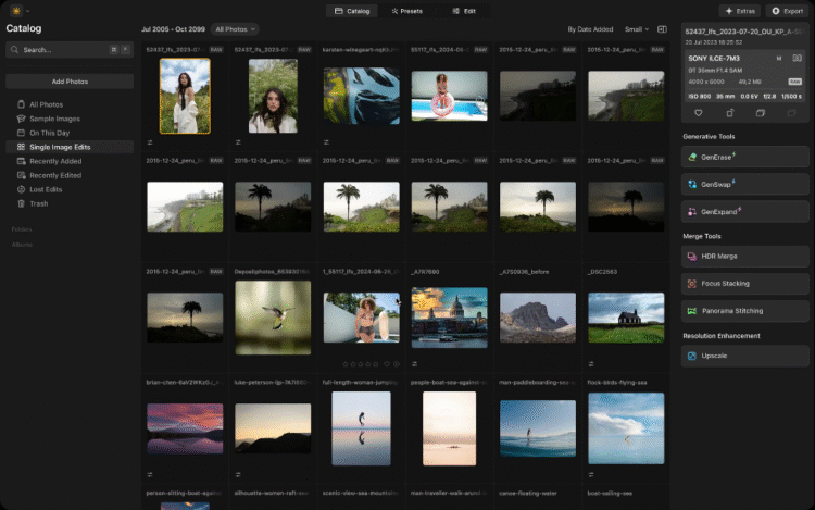 Gestion des photos dans Luminar Neo