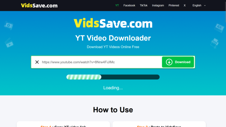 Coller l'URL et lancer le processus