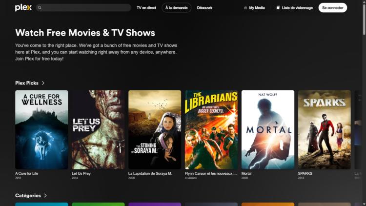 Plex est une plateforme de streaming qui propose plus de 100 000 films et séries gratuites (financées par la publicité).