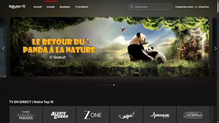 Rakuten TV est une plateforme de streaming qui propose des films et des séries gratuites (financées par la publicité) ainsi que des contenus à louer ou acheter.