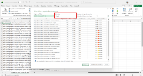 Choix du séparateur point-virgule pour convertir un fichier CSV en Excel