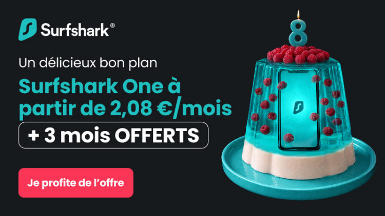 Abonnement Surfshark One à 2,08 euros par mois avec antivirus intégré