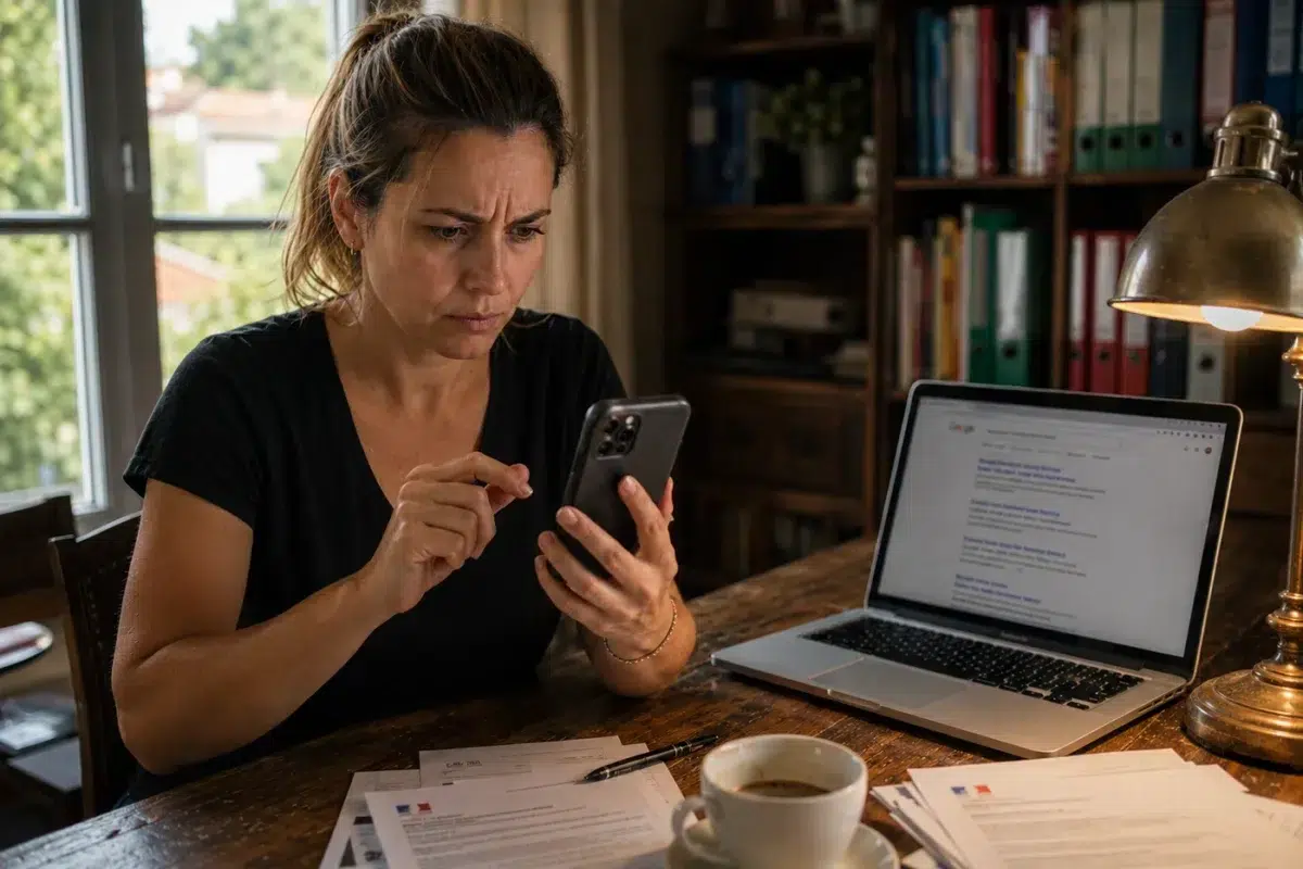 Faux message de remboursement d'impôt sur smartphone, arnaque usurpant la DGFiP