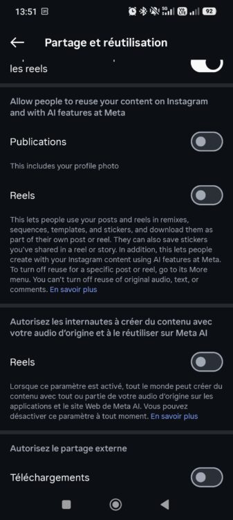 Réutilisation des photos par les outils IA de Meta désactivée