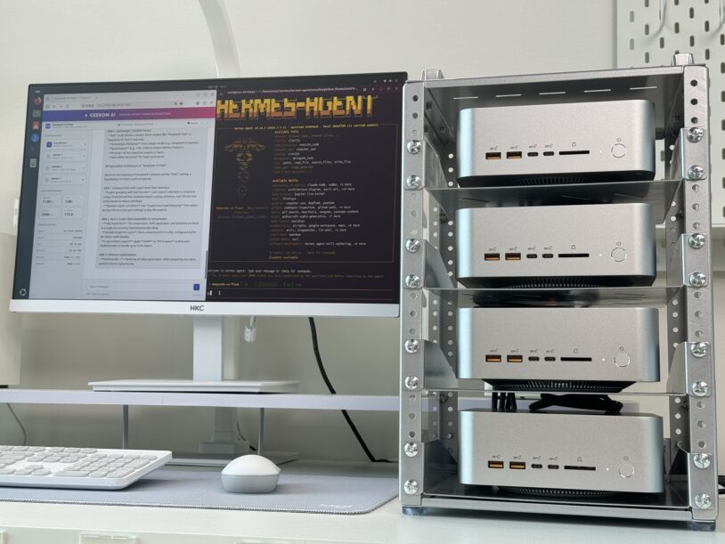 Mini PC GEEKOM A9 Mega faisant tourner un modèle d'IA en local sans passer par le cloud