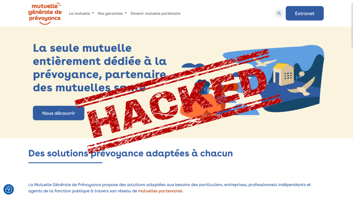 Site de la Mutuelle Générale de Prévoyance frappé d'un tampon rouge HACKED après le piratage