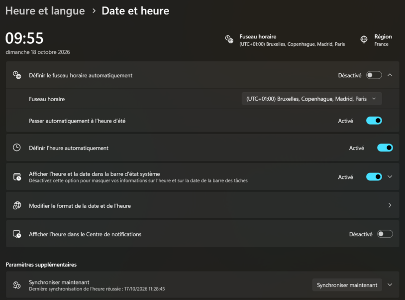 Horloge de Windows décalée : remettre votre PC à l&rsquo;heure avant le passage à l&rsquo;heure d&rsquo;hiver